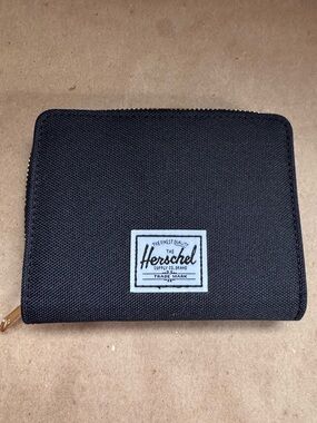 Herschel Black Quarry RFID Folded Wallet with Zippered Change Compartment